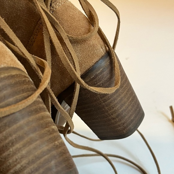 Suede Moto Boho Slouchy Shaft Booties Camel Western Coastal Cowgirl Piratecore - Picture 6 of 11